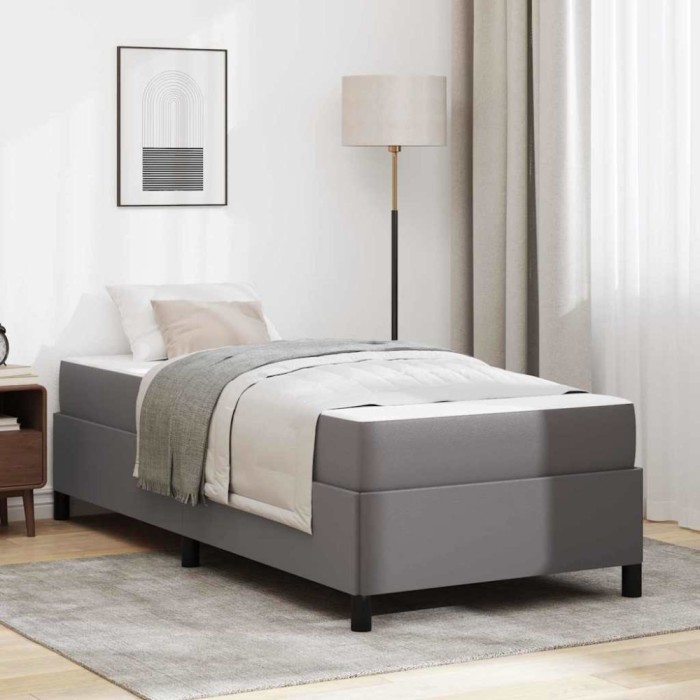 vidaXL Cadru de pat cu saltea Gri 90 x 190 cm Piele artificială 3398977