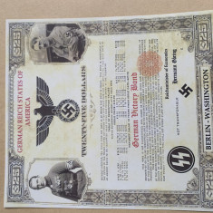 $25 Germania Nazista obligatiune victorie SUA Hermann Goering Hitler colectie