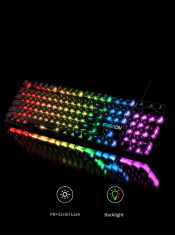 Tastatura mecania cu fir, RGB, Neagra foto