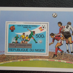 Niger -Camp mond fotbal Spania 1982 ,finala-bloc nestampilat MNH cu supratipar