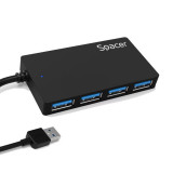 Cumpara ieftin HUB extern SPACER porturi USB: USB 3.0 x 4 conectare prin USB 3.0 negru SPH-332