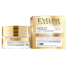 Crema luxurianta de intinerire, Eveline Cosmetics, Gold Lift Expert cu aur de 24K 50+, 50 ML foto