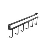 Cumpara ieftin Suport pentru ustensile de bucatarie, cani, cesti, universal, metalic, 6 carlige, 26.5 x 4.5 cm, negru