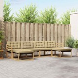 vidaXL Set de canapele de exterior cu pernă 6 pcs Alb și Bej 3388939