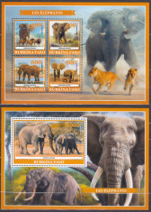 DB1 Fauna Burkina Faso Elefanti MS + SS MNH foto