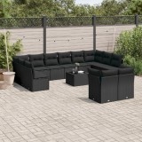 Gossi set mobilier de gradina cu perne, 13 piese, negru, poliratan