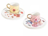 Set 2 cesti cu farfurii portelan 8x6.5 cm, 19.5 cm, 200 ml