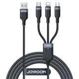 Cablu Incarcare USB-A - Lightning / microUSB / USB-C Joyroom S-A18 3in1, 18W, 1.2m, Negru, Apple