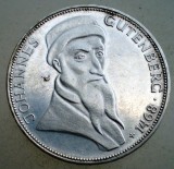 E.055 GERMANIA RFG GUTENBERG 5 DEUTSCHE MARK MARCI 1968 G ARGINT