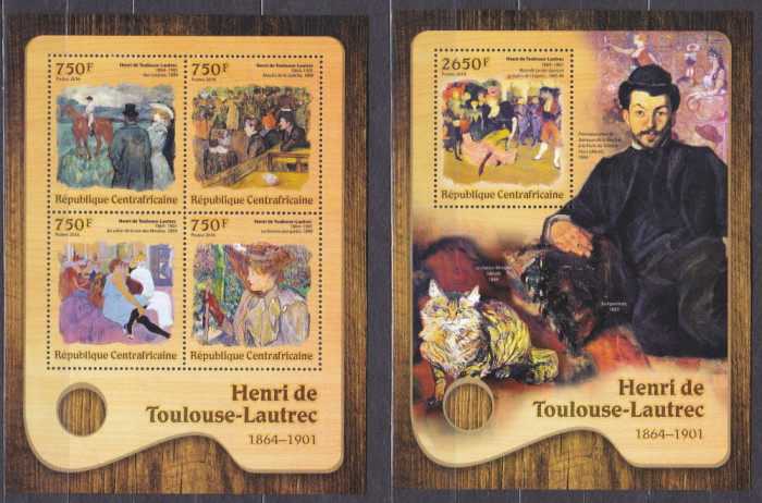 DB1 Pictura Africa Centrala Impresionism Toulouse Lautrec MS + SS MNH