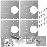 Cumpara ieftin Set universal pentru consolidarea balamalelor de mobilier, 4 placi inox 9 x 9 cm, reparatie rapida pentru dulapuri si usi