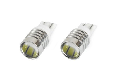 Bec de pozitie tip LED , T10 W2.1x9.5 W5W, 12V , 3 SMD 7020, cu lupa , culoare alb , AMIO, set 2 buc foto