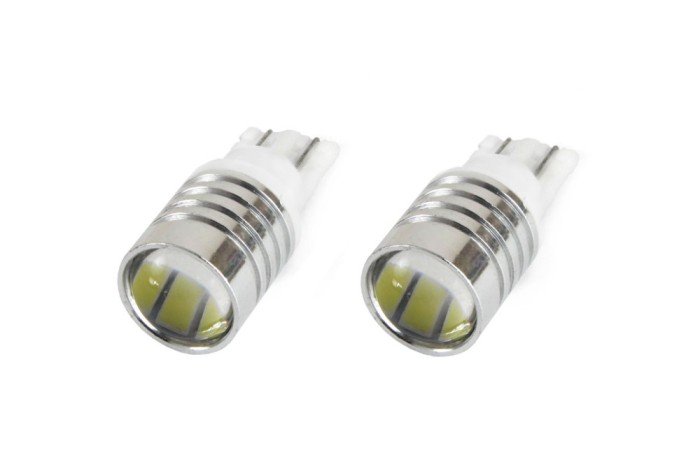 Bec de pozitie tip LED , T10 W2.1x9.5 W5W, 12V , 3 SMD 7020, cu lupa , culoare alb , AMIO, set 2 buc AutoDrive ProParts