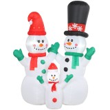 Outsunny Familie de oameni de zăpadă gonflabilă, 1,8 m decorațiune de Crăciun cu iluminare LED pentru interior și exterior | Aosom Romania