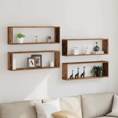 vidaXL Raft de Perete 4 pcs Lemn vechi 80 x 15 x 26 cm Lemn compozit foto