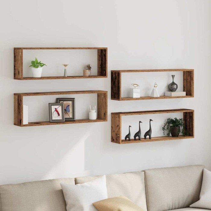 vidaXL Raft de Perete 4 pcs Lemn vechi 80 x 15 x 26 cm Lemn compozit
