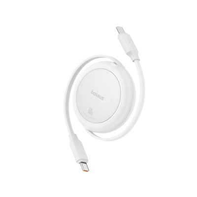 Cablu de Date Type-C la Type-C, 60W, 1m - Baseus Free2Pull Mini (P10364500211-01) - Moon White foto
