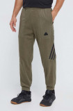 Adidas pantaloni de trening culoarea verde, cu imprimeu