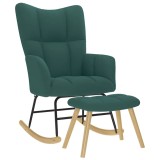 vidaXL Scaun balansoar cu taburet, verde &icirc;nchis, textil