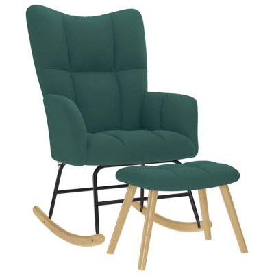 vidaXL Scaun balansoar cu taburet, verde &amp;icirc;nchis, textil 4016805 foto