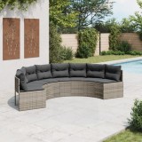 VidaXL Canapea de grădină cu perne semi-rotunde, gri, poliratan 3318523