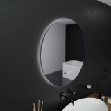 Oglinda LED rotunda 60 cm Serenite Marcello, dimabila, cu dezaburire, ceas si termometru