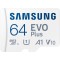 Card Memorie microSDXC Samsung Evo Plus, 64Gb, Clasa 10 / UHS-1 U3, Cu Adaptor MB-MC64KA/EU