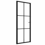 Cumpara ieftin Usa de interior, negru, 76x201,5 cm, sticla ESG si aluminiu
