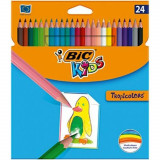 Cumpara ieftin Set 24 Creioane Color BIC Tropicolors, 24 Culori, Fara Lemn, Corp Hexagonal, Set Creioane Colorate, Creioane Colorate Fara Lemn, Creioane pentru Desen