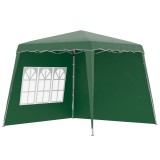 Outsunny Cort Pliabil cu 2 Pereți Laterali 2,89x2,89m Pavilion de Grădină cu &Icirc;nălțime Reglabilă Protecție UV50+ Verde | Aosom Romania