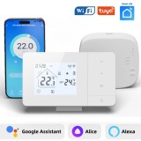 Termostat de ambient inteligent BIRAI&reg; EcoTherm Controlat Prin Internet/Smartphone Programabil WiFi din Aplicatia Tuya sau Smart Life, Alexa si Google