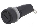 Clemă siguranţe cilindrice 5x20mm 10A neagră pe panou 250VAC