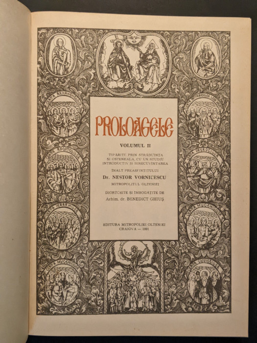 PROLOAGELE Vol. II / 2 NESTOR VORNICESCU Mitropolitul Olteniei 1991 Craiova
