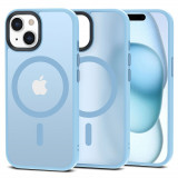 Husa Tech-Protect Magmat MagSafe pentru Apple iPhone 15 Mat Albastru deschis, Transparent, Silicon, Carcasa