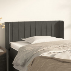 vidaXL Tăblie de pat cu aripioare gri &amp;icirc;nchis 93x16x78/88 cm catifea foto