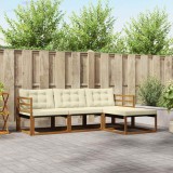 vidaXL Set de canapele de exterior cu pernă 4 pcs Natural și Crem 3369325