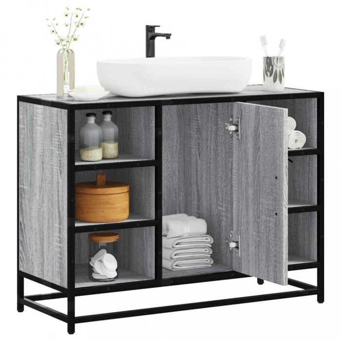 Gossi dulap chiuveta de baie, gri sonoma, 80x33x60 cm, lemn compozit