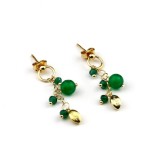 Cumpara ieftin Cercei Argint 925 Placati Aur cu Agat Verde Smarald Grapes, 3.5cm, Inchidere Inelara, Made in Italy