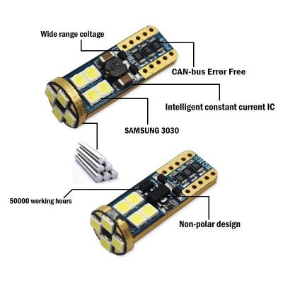 Set becuri led T10 W5W Canbus fara polaritate foto