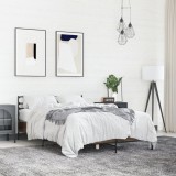 VidaXL Cadru de pat, stejar maro, 140x200 cm, lemn prelucrat și metal