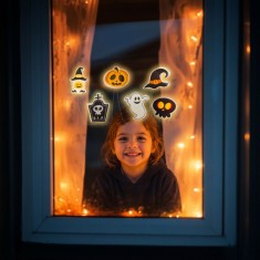 Decoratiune LED Halloween pentru fereastra - gel - forme multiple - 85 cm