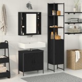vidaXL Unități de vanitate pentru baie 3 pcs Negru Lemn compozit 3334385