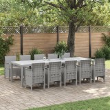 Set mese grădină vidaXL 11 piese cu perne gri deschis din Poliratan, Masă grădină vidaXL gri deschis 150x100x73 cm din Poliratan, Scaune grădină vidaX