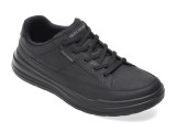 Pantofi sport barbati Skechers Sterling negri din piele ecologica, confort Air-Cooled si Memory Foam