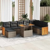 vidaXL Set canapele grădină cu perne 9 piese gri poliratan/lemn acacia 3327749