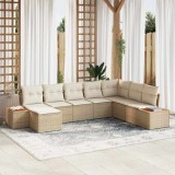 VidaXL Set de canapele pentru grădină cu pernă 8 pcs Bej Rattan poli 3348147