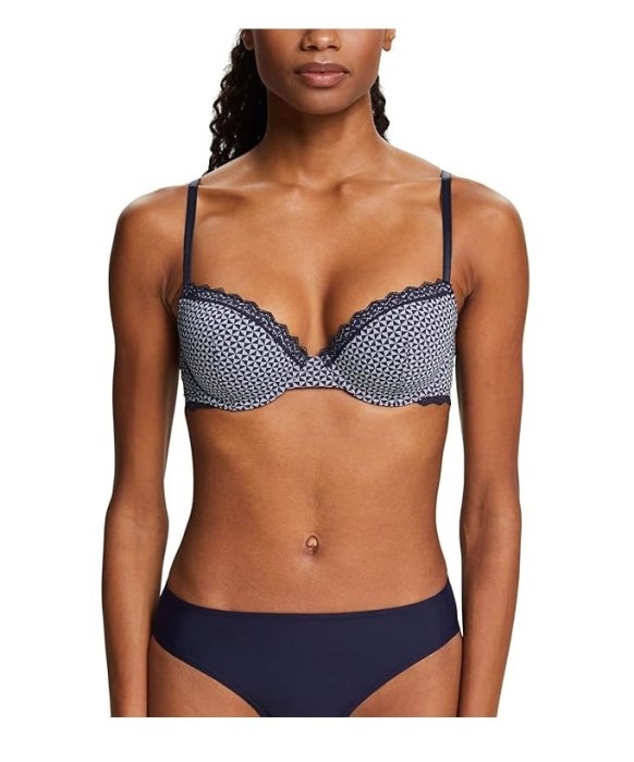 Sutien cu armatura ESPRIT Micro Print Par Classic, alb albastru, 75B - OUTLET