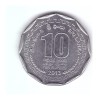 Moneda Sri Lanka 10 rupees 2013, stare foarte buna, curata, Asia, Fier