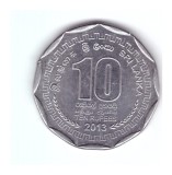 Moneda Sri Lanka 10 rupees 2013, stare foarte buna, curata
