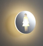 Semn de toaletă cu LED rotund pentru femei
